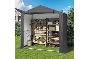 COVERONICS 5' x 3' Outdoor Storage Shelter Shed- Heavy Duty Storage Tent with Roll-up Ventilated Door and Sloping Roof, Portable Storage Tool Shed for Backyard Garden Patio, Gray