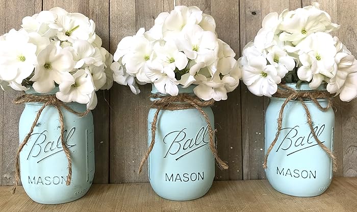 Amazon Com Painted Mason Jars Blue Mason Jars Mason Jar Amazon Com Painted Mason Jars Blue Mason Jars Mason Jar