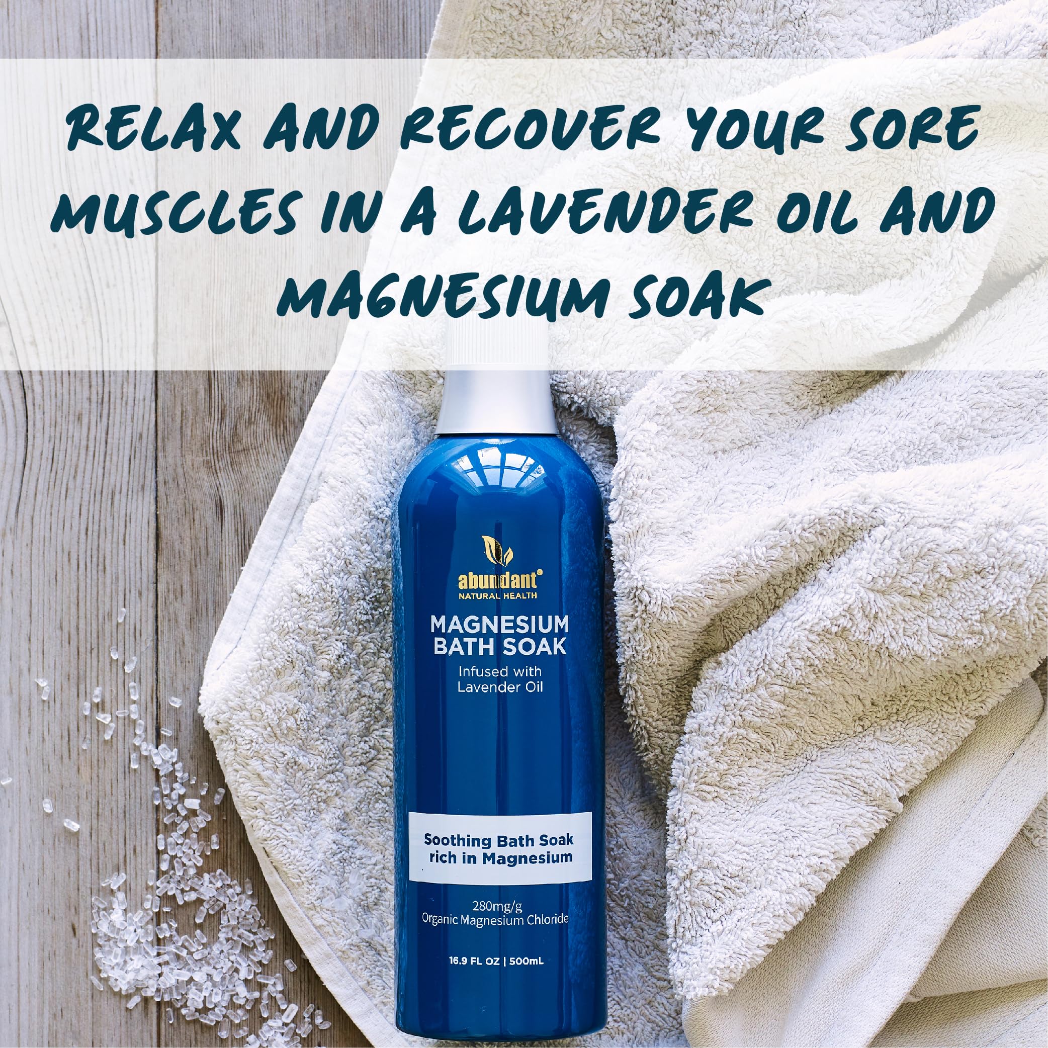 MAG I.C. Magnesium Bath Soak Infused with Lavender Oil to Hydrate, Soothe and Moisturize Skin, Relax and Replenish Muscles, Highly Concentrated Pure Magnesium Salts, 500mL