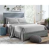 Stylinen 100% Organic Eucalyptus Bed Sheets King Size 4 Piece Set, Tencel Lyocell, Silky Soft & Smooth, Breathable, 16 Inch Deep Pockets, 1 Fitted, 1 Flat, 2 Pillowcases (King, Silver Pearl)