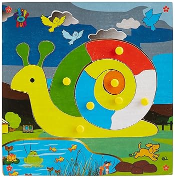 Skillofun Wooden Theme Puzzle Standard Snail Knobs, Multi Color