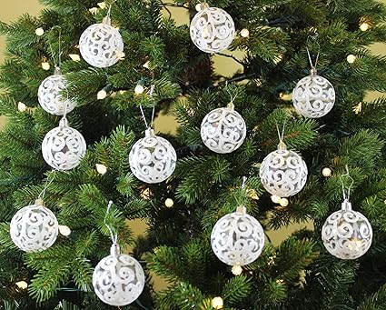 sleetly white swirl christmas ornaments