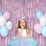 GREATRIL Pink Tinsel Curtain Backdrop 3.2 ft x 8.2 ft Pack of 2 view 5