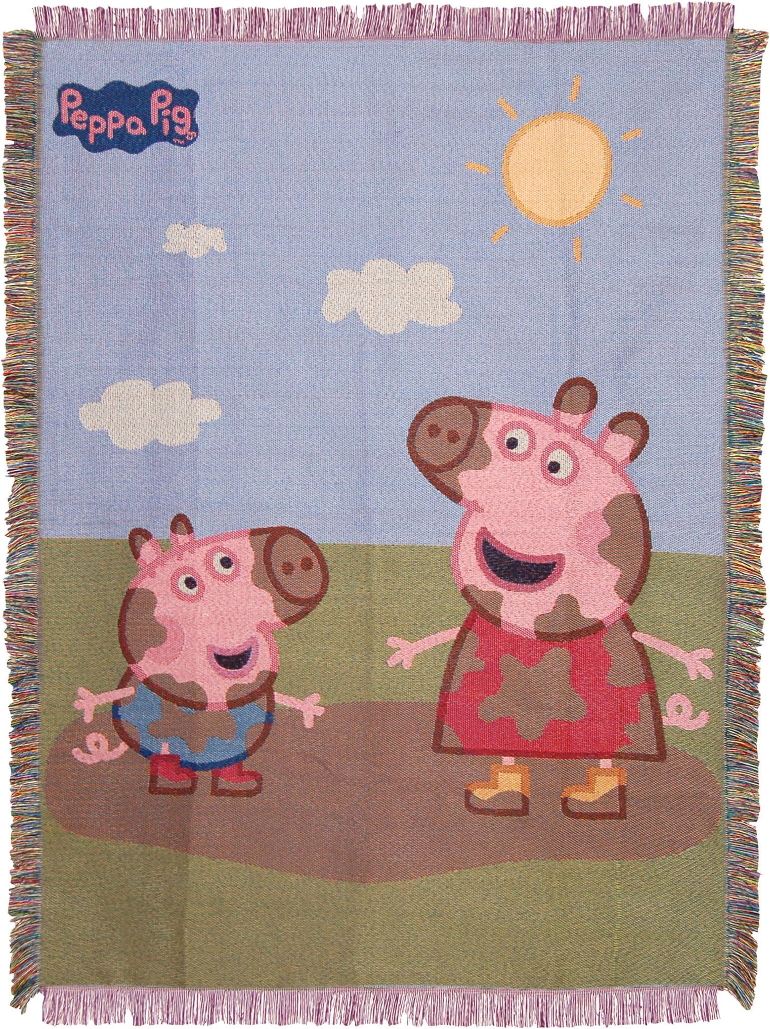 Northwest Peppa Pig Woven Tapestry Throw Blanket, 48" x 60", Muddy Peppa