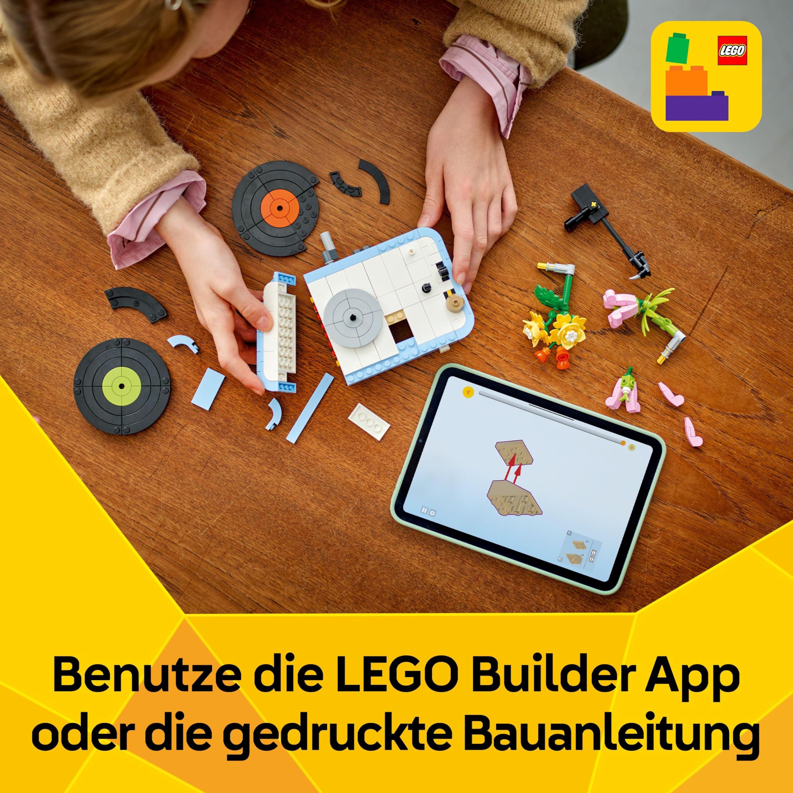 LEGO Creator 3in1 Record Player with Flowers Building Toy - Rebuilds Into a Radio Model or Microphone - Music Toys for 8+ Year Old Girls & Boys - Creative Gift Idea - 31172 7