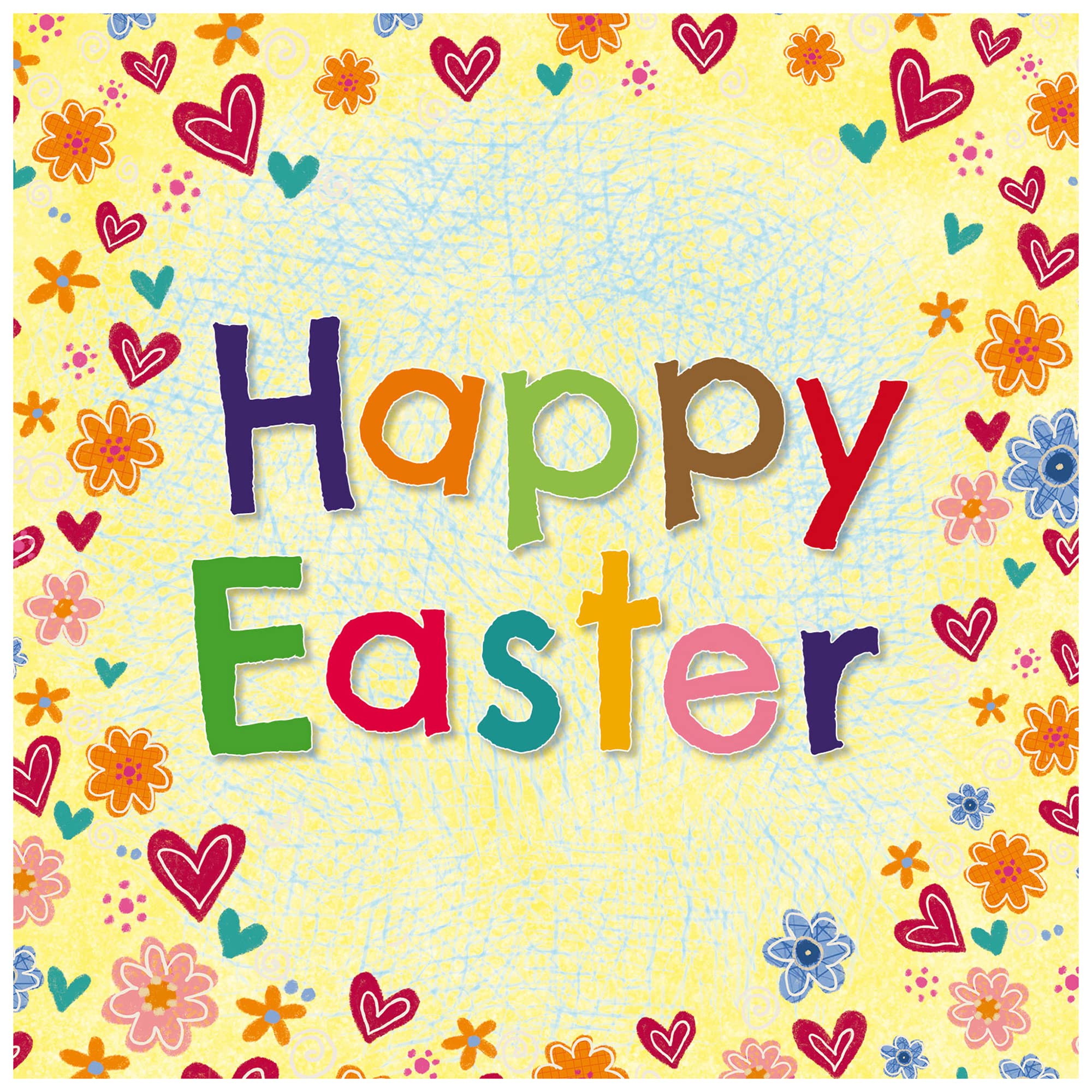 Easter Cards - Hearts, pack of 5, with white envelopes and greeting inside. Easter cards for all the family, by Just Cards Direct