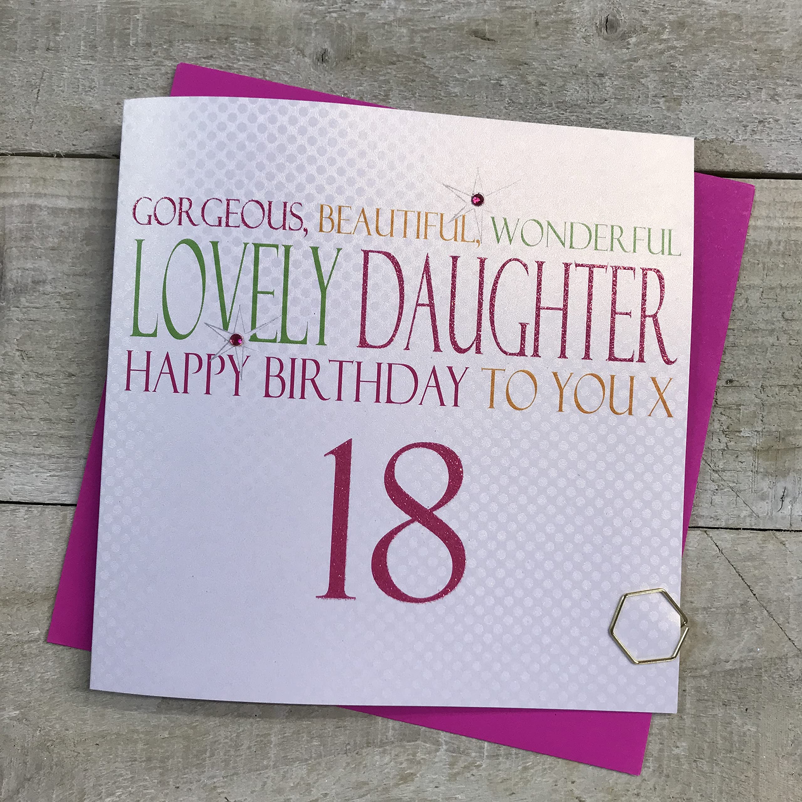 white cotton cards "Gorgeous Beautiful Wonderful Daughter Happy Birthday To You 18" Handmade Large 18th Birthday Card, N21-18