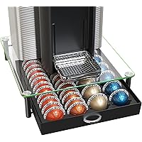 DecoBros Vertuo Pod Holder VertuoLine Drawer Storage for Nespresso Coffee Capsules, Crystal Tempered Glass