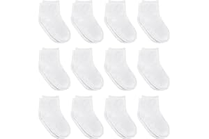 12 Pairs Non-Slip Toddler Socks With Grips for Baby Boys and Girls - Anti-Slip Crew Socks for Infant's and Kids