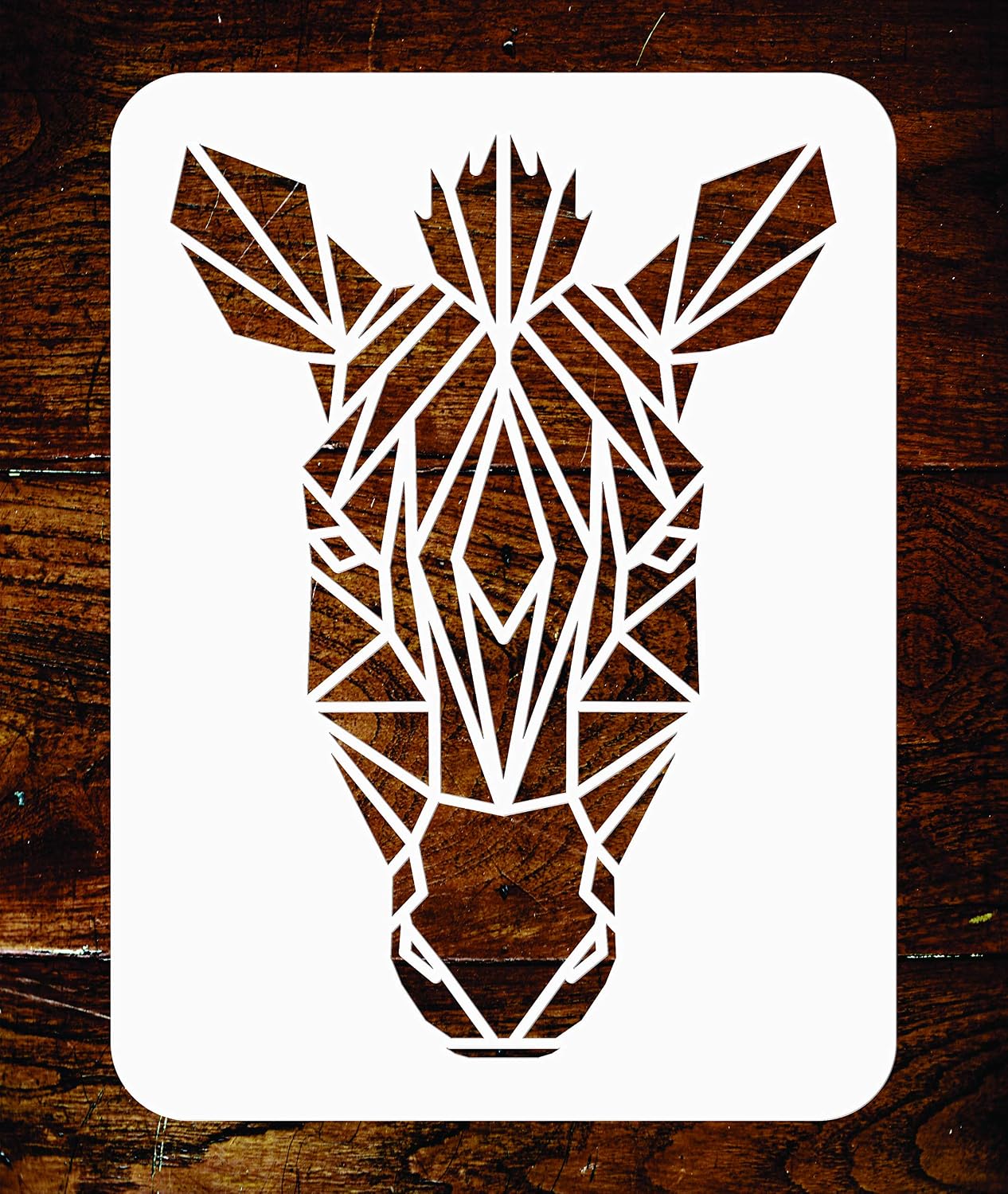 Zebra Stencil - 16.5 x 23 cm - Reusable Geometric Decor African Wild Animal Head Wall Stencil Template - Use on Paper Projects Scrapbook Journal Walls Floors Fabric Furniture Glass Wood etc.