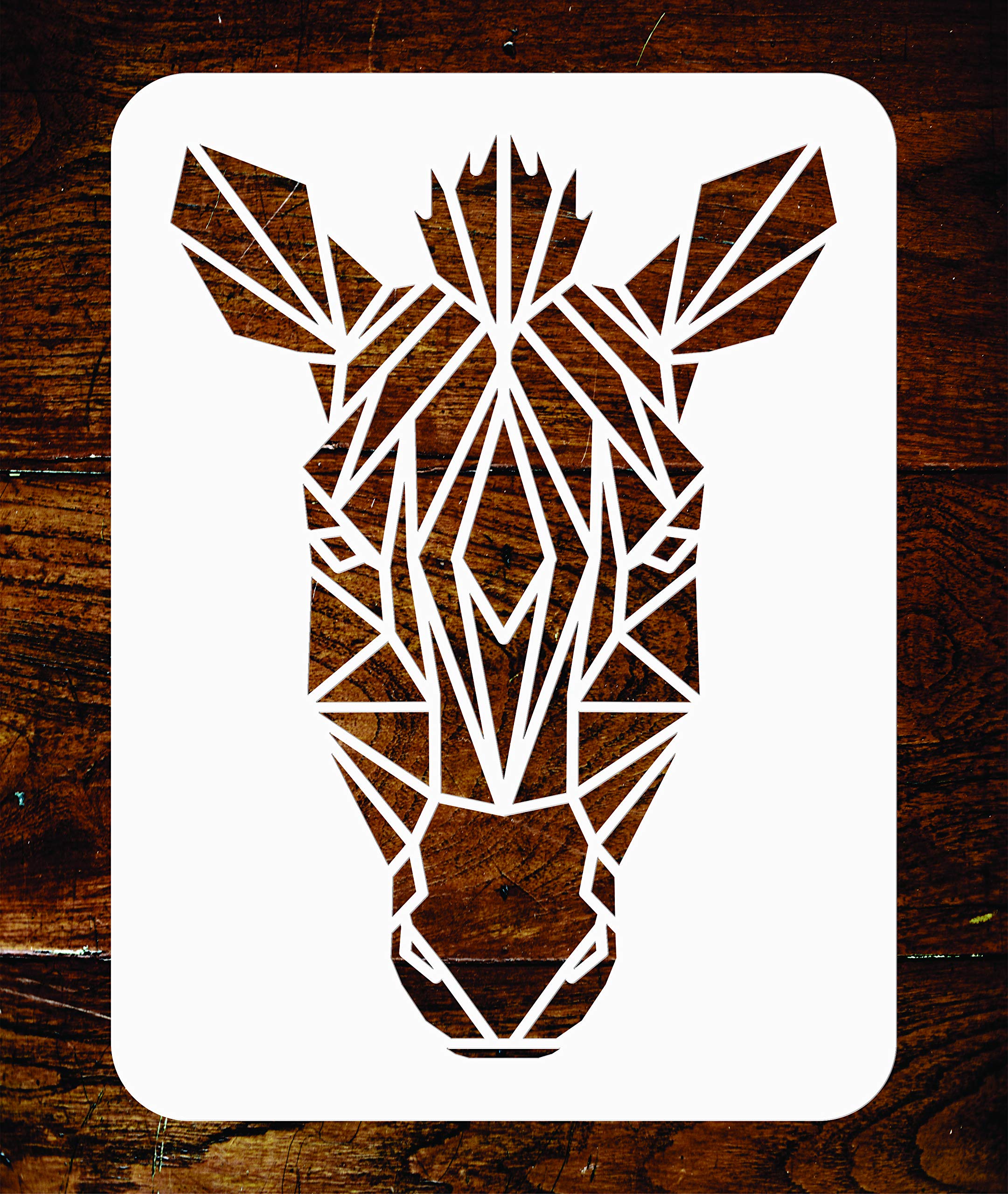 Zebra Stencil - 11.5 x 16.5 cm - Reusable Geometric Decor African Wild Animal Head Wall Stencil Template - Use on Paper Projects Scrapbook Journal Walls Floors Fabric Furniture Glass Wood etc.