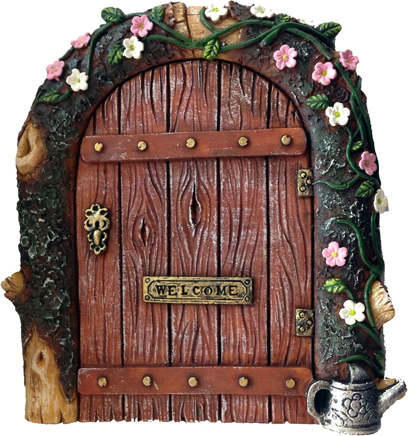 FHFY Garden Fairy Door 11 cm Tall Resin Rustic Decorative Micro Door