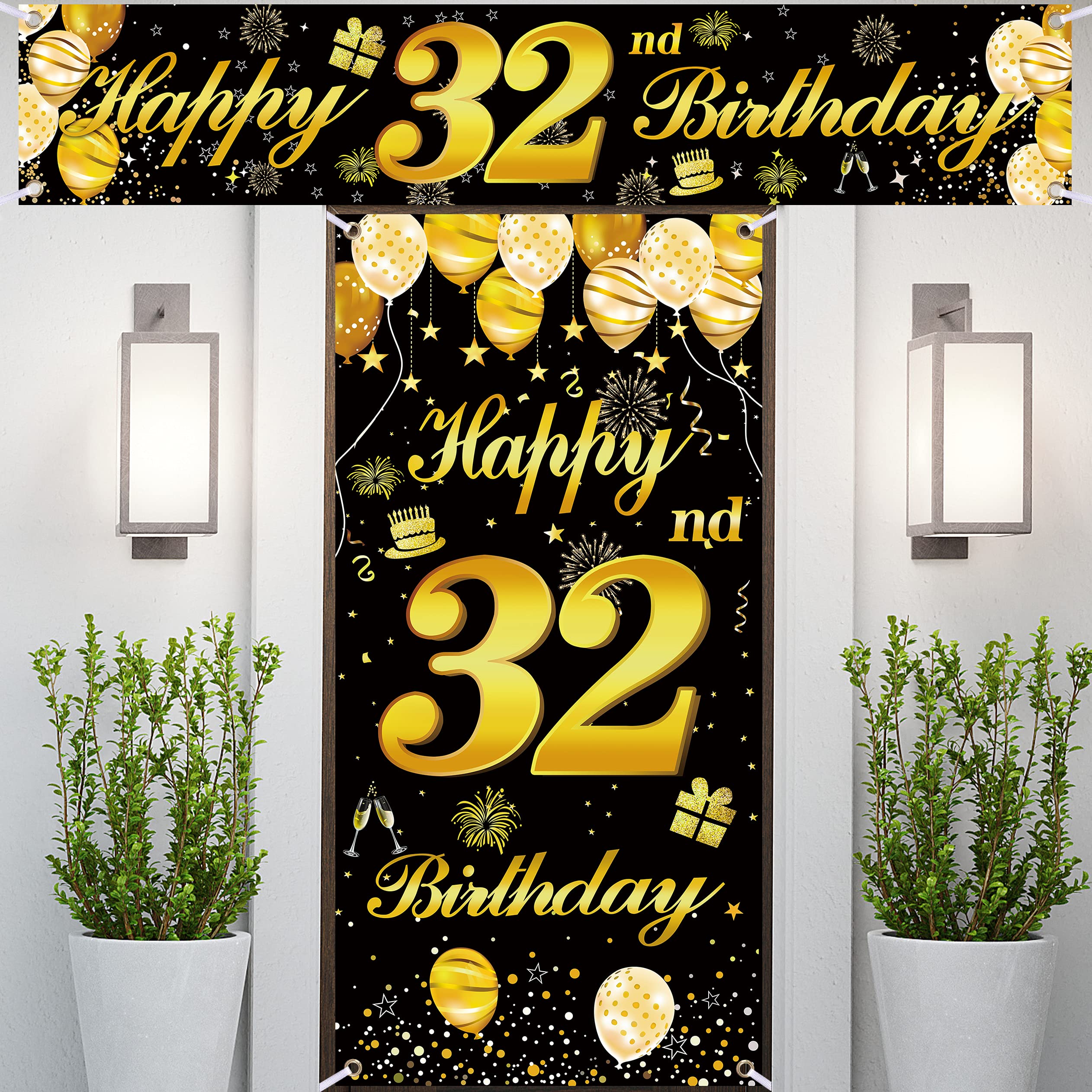 32nd Happy Birthday Door Banner IMISI Birthday Decorations Birthday Backdrop Decorations for a Party