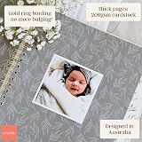 Peachly Unisex Memory Book Minimalist First Year Keepsake Olive Linen view 4