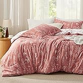 Bedsure Queen Comforter Set - Grayish Pink Bed Set, 3 Pieces Cute Floral Bedding, 1 Soft Reversible Botanical Flowers Comforter and 2 Pillow Shams