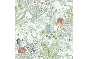 Wudnaye Floral Peel and Stick Wallpaper Cactus Wallpaper 17.7 inch× 118.1 inch Flower Contact Paper Vintage Wallpaper Floral Removable Wallpaper Peel and Stick Wallpaper for Bathroom Wall Paper