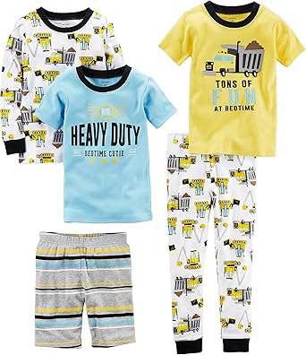 Amazon Com Carter S Baby Boys 5 Piece Cotton Snug Fit Pajamas Clothing