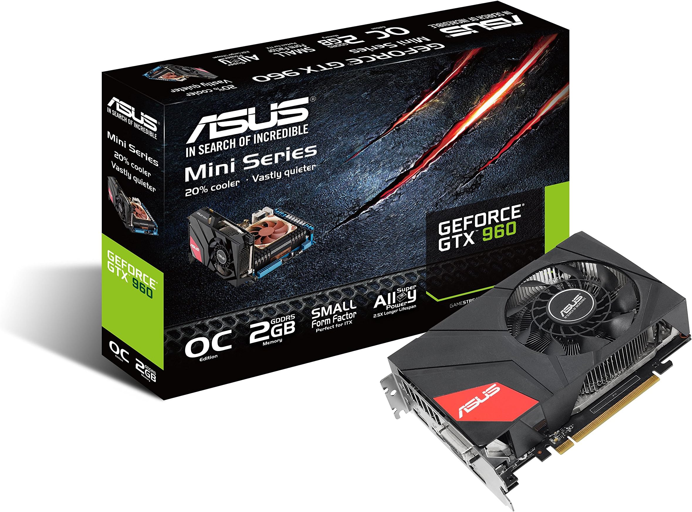 ASUS NVIDIA GeForce GTX 960 Mini Series OC GDDR5 Graphics Card (PCI Express 3.0, 2 GB, HDMI, DVI-I, 3 x Display Port, 128-Bit)