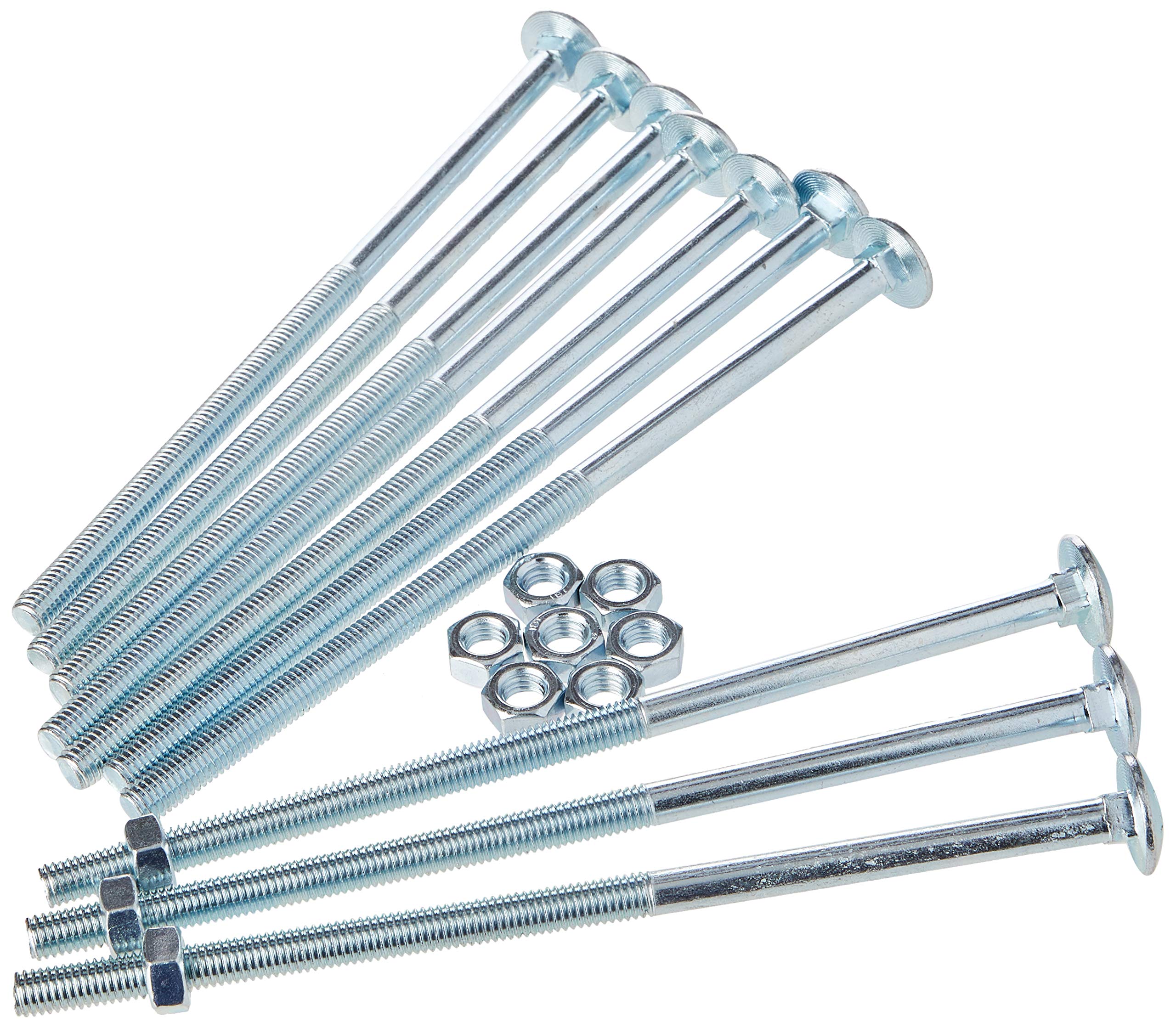 AHCMetric MILD Steel Cup Square Bolts with Nuts (ZINC & Clear) M8 X 180mm (Pack of 10)