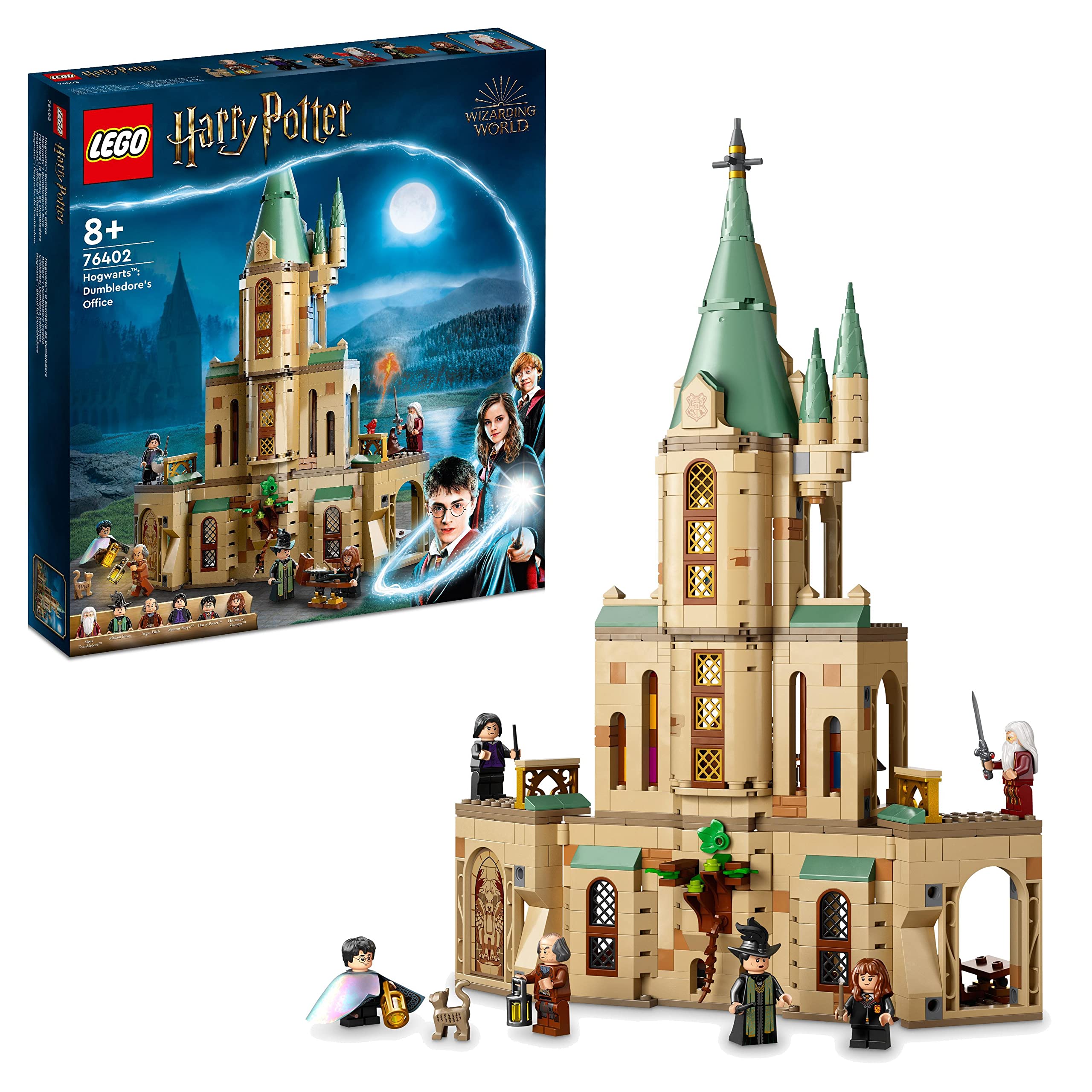 LEGO Harry Potter Hogwarts: Dumbledores Büro Set, Schloss-Erweiterung mit dem Schwert von Gryffindor, dem Sprechenden Hut, 6 Minifiguren Plus einen Baby-Phönix und tollen Räumen 76402