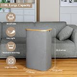 iEGrow 110L Extra Large Laundry Basket with Lid Grey view 2