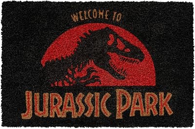 Grupo Erik Jurassic Park Doormat - Original House Entrance Mat, Jurassic Park Merchandising: Tapete de entrada da casa | Tapete de entrada de fibra de coco antiderrapante e impermeável, 40x60cm