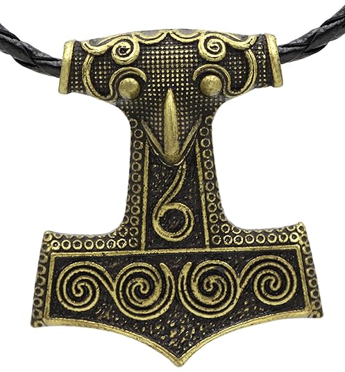 Viking Nebenan Anhänger Halskette Antik Bronze Leder Kette skandinavischen Thor Hammer Halskette Raven Mjölnir Damen Herren n
