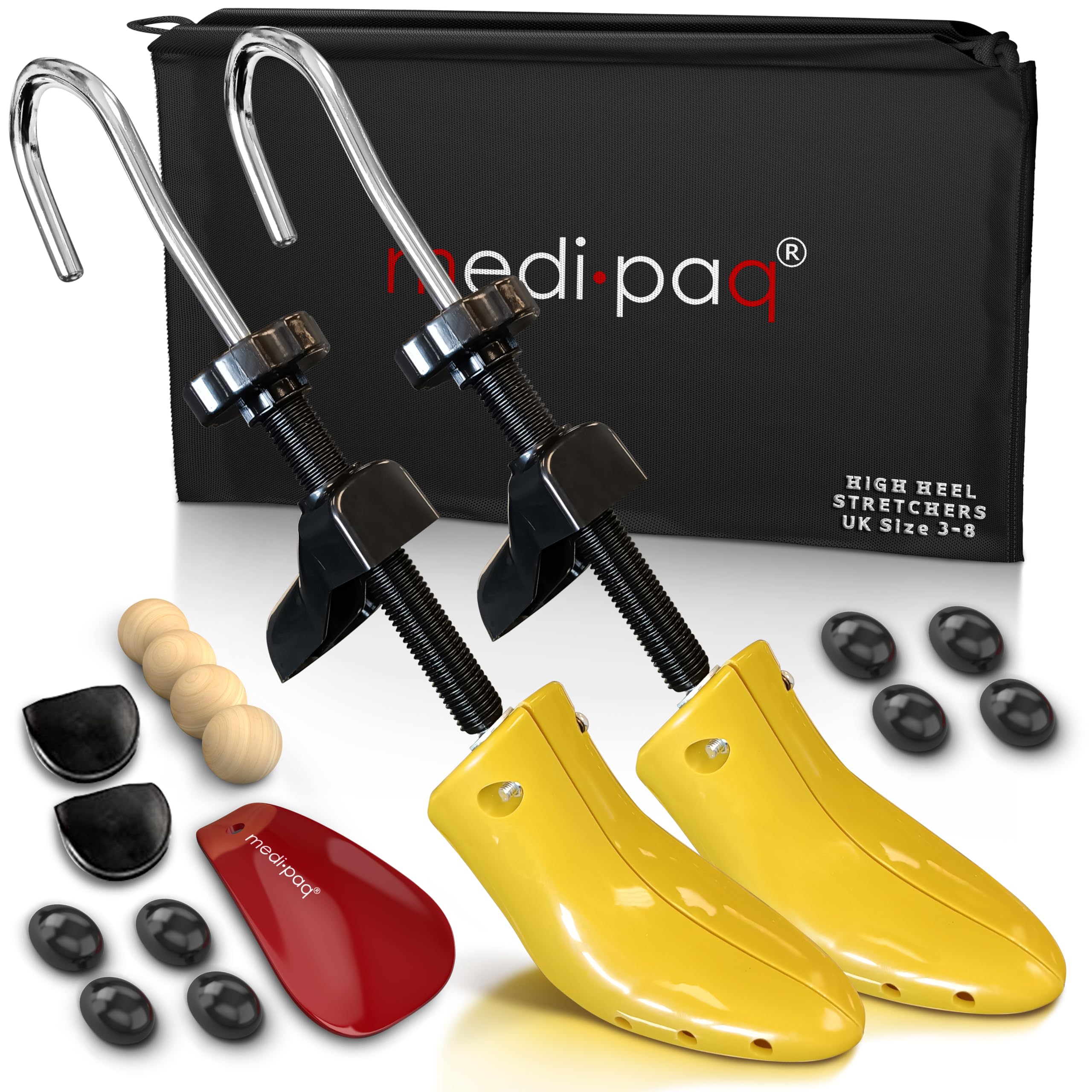 Medipaq - 2X Premium Plastic High Heel Shoe Tree Stretchers - Shoe Stretches for Women - Set of 2, with Cedar Balls and Drawstring Bag (UK 3-7)