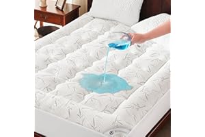 PRIMESOFT 100% Waterproof Queen Size Mattress Topper, Thick Pillow Top Mattress Pad，Up to 21 Inch Deep Pocket,Soft Breathable Mattress Pad for Back Pain, Protector Cover(White)