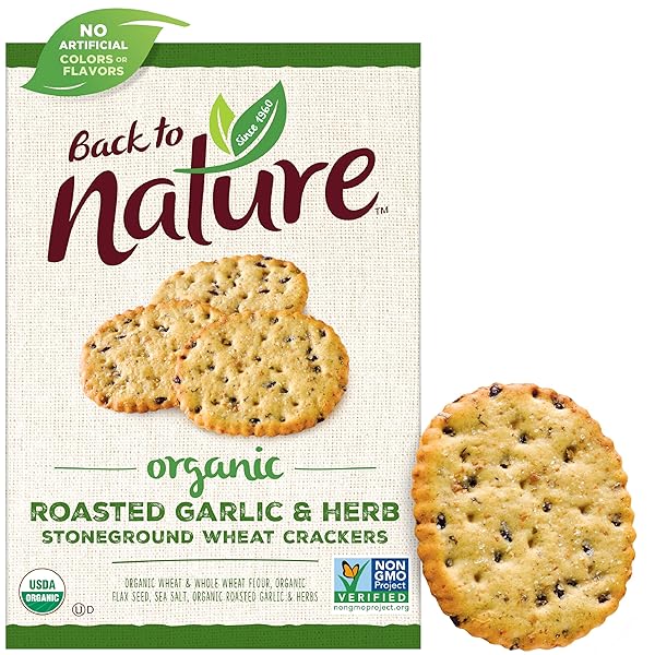 BACK TO NATURE ORGANIC STONEGROUND WHEAT CRACKERS, ROASTED...