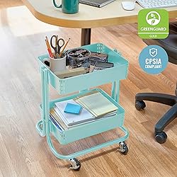 ECR4Kids 2-Tier Metal Rolling Utility Cart - Under