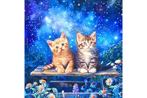 Lophomie Cat Diamond Painting Kits Diamond Art Kits for Adults, DIY Starry Sky Diamond Painting Round Full Drill Gem Art Crafts for Home Decor Gift 14x14In