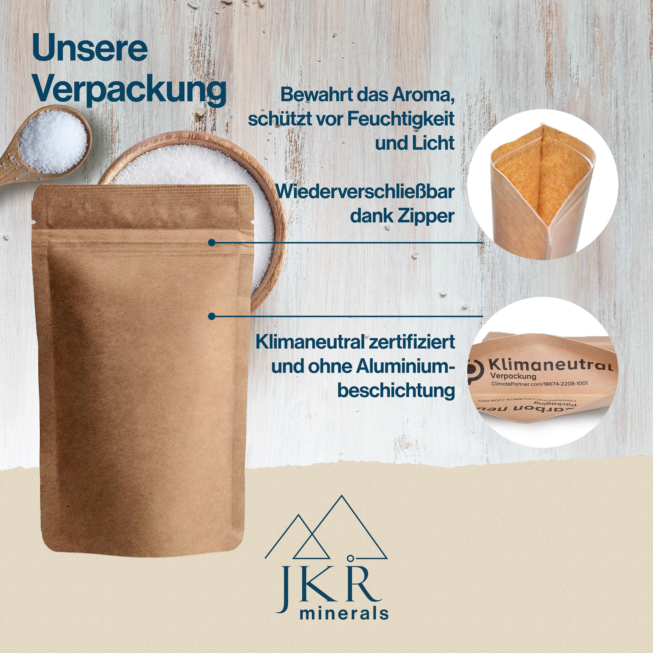 JKR Minerals Elektrolyte Pulver Pur 200g, Ohne Zucker, Mit Magnesium, Kalium, Calcium, Natrium und Chlorid – Hochdosiert & Hochrein – Für Sport, Fitness, Sauna, Sommer & Regeneration 5