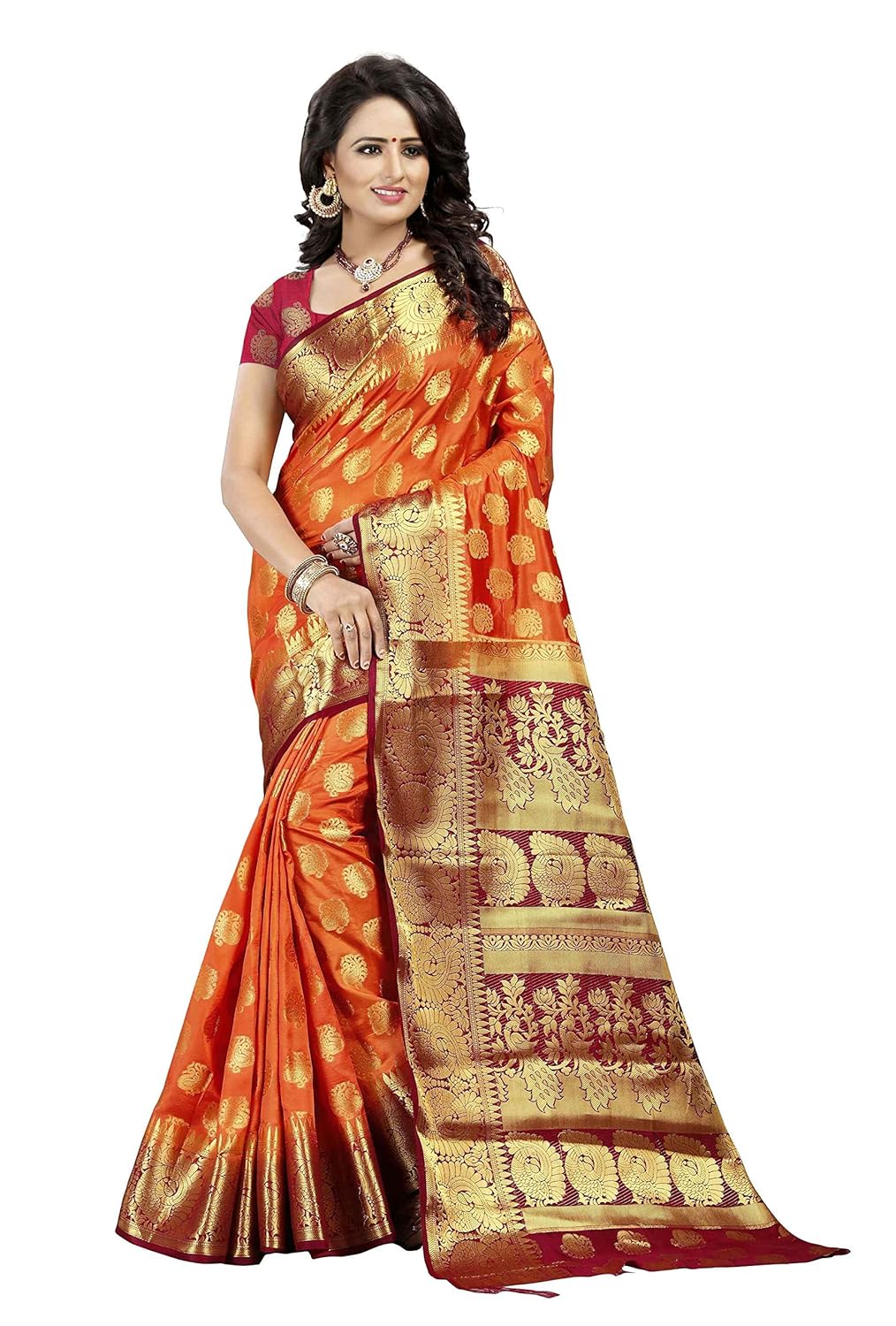 dealsure women's multicolor banarasi saree with blouse piece.