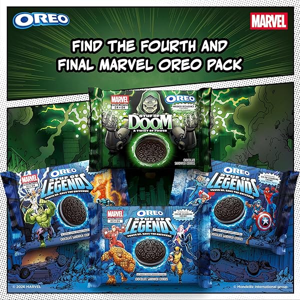 MARVEL OREO STUF OF DOOM CHOCOLATE SANDWICH COOKIES, SPECIAL EDITION, 10.68 OZ