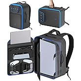 Carrying Case Travel Compatible with PS5/ Slim/ Pro, P5 Backpack Fits 16" Laptop, Protective Travel Bag for Digital/ Disc Game Console, PS Five Accessories for Controller Disk Cable