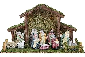 Toyland® Traditional Nativity Scene - Stable with 11 Nativity Characters - Christmas Decorations