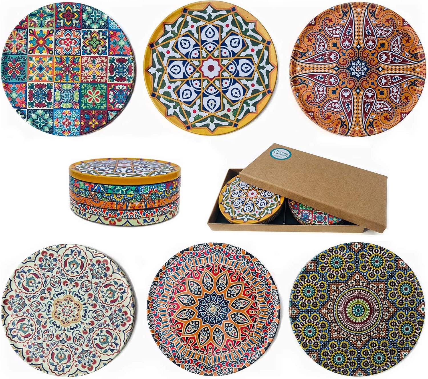 Totally Turkish Drink Coasters Set of 6 Unique Mediterranean Design