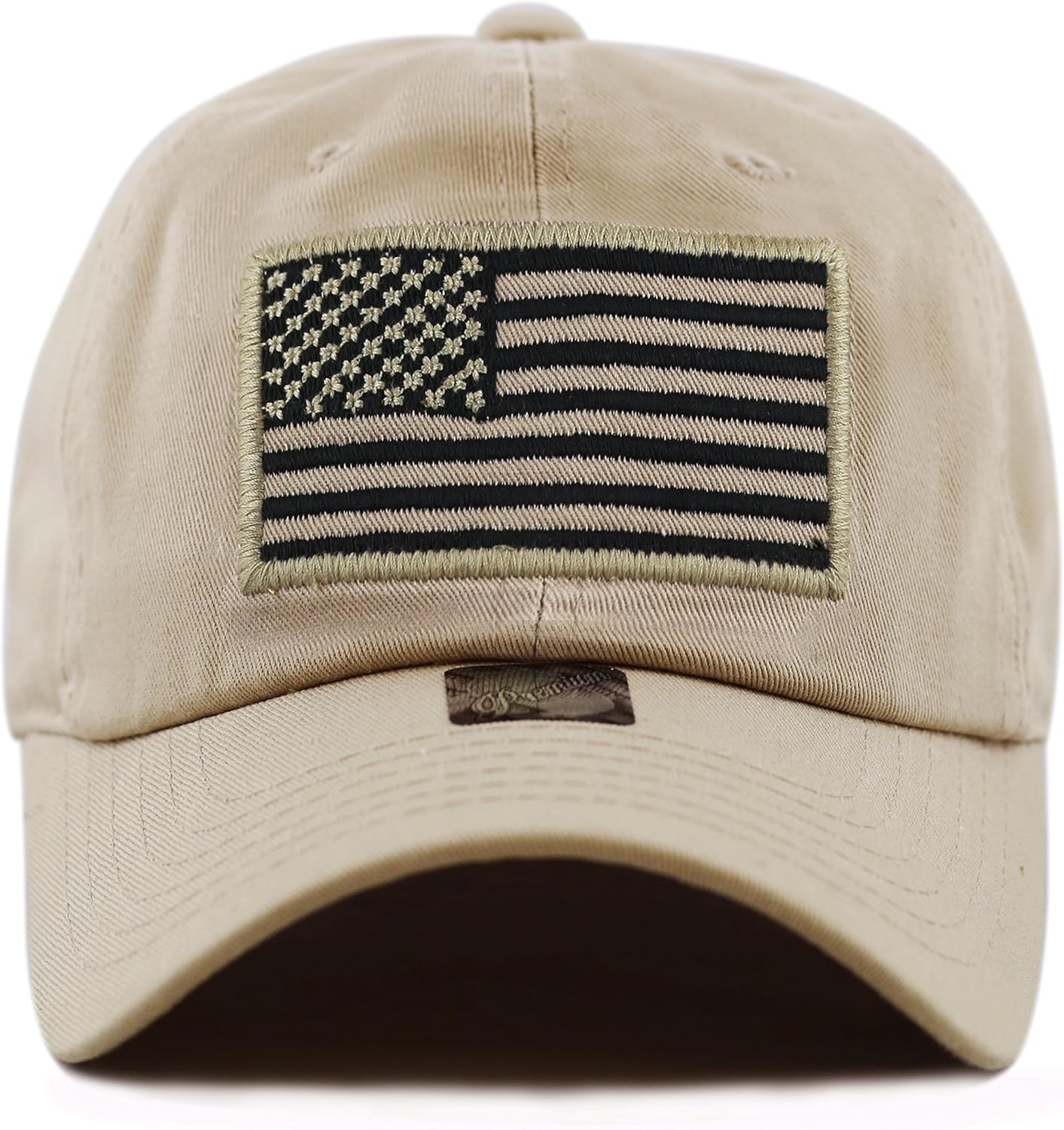 The Hat Depot Low Profile Tactical Operator USA Flag Buckle Cotton Cap (Khaki): Clothing