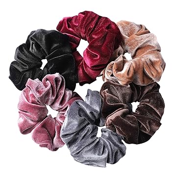 Amazon Com Whaline 6 Big Hair Scrunchies Velvet Elastics Large