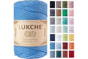 LUKCHE Braided Cotton Macrame Cord 3mm x 93 Yards (279 Feet), Colored Rope, Bohemia Macrame Rope, Macrame Yarn, Colored Craft Rope for Wall Hanging, Plant Hangers, Crafts, for Knitting (Ocean Blue 3mm) 1