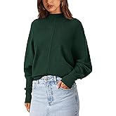 PRETTYGARDEN Fall Fashion 2024 Oversized Mock Neck Long Sleeve Batwing Sweaters for Women Casual Loose Ribbed Knit Tops