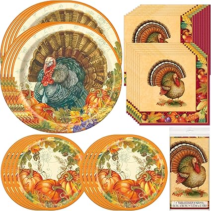 Amazon Com Unique Festive Turkey Tableware Essentials Dinner
