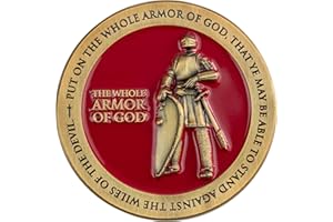 LOGOS COINS Armor of God, Christian Challenge Coin for Bible Study, Youth Groups, Handout for Teens, Religious Antique Gold-Color Plated Prayer Token