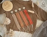 MoodyBaby Soft Organic Muslin Cotton Dummy Clips 4 Pack Neutrals Rust Brown view 5