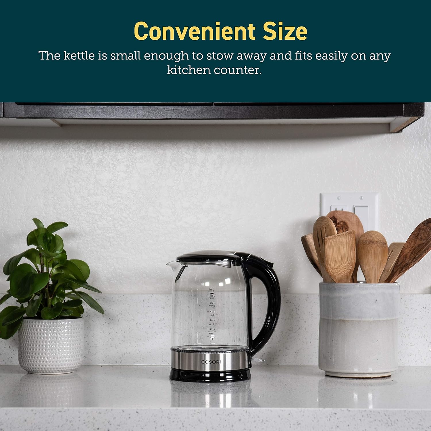 COSORI Electric Kettle Glass Hot Water Boiler & Tea Heater with LED Indicator Inner Lid & Bottom, Auto Shut-Off&Boil-Dry Protection, BPA Free, 1.7L, Black: Kitchen & Dining