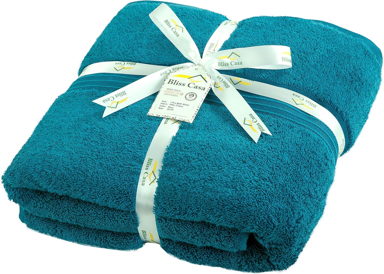 Bliss Casa Large Bath Sheets 35 x 70 Inch (1 Pack) 600 GSM Combed Cotton Highly Absorbent Quick Dry Hotel Bath Sheet Set (Navy): Home & Kitchen
