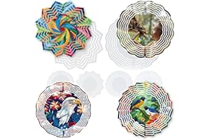 echomerx 6-Piece Assorted 8" Sublimation Wind Spinner Blanks | Outdoor Hanging Yard, Porch, and Garden Sculptures & Ornaments | Bulk Aluminum Décor for Vibrant DIY Projects, Weather-Resistant