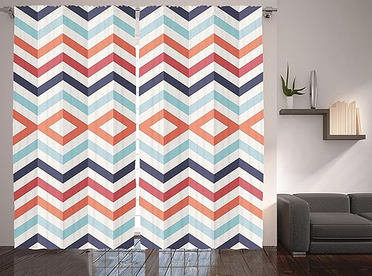 Amazon Com Ambesonne Chevron Curtains Geometric Decor Colorful