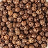DAHI 600pcs 8mm Dark Brown Wooden Beads Undyed Natural Stripe Round Wood Beads Bulk Wooden Loose Craft Beads for Bracelets and Jewelry Making(8mm